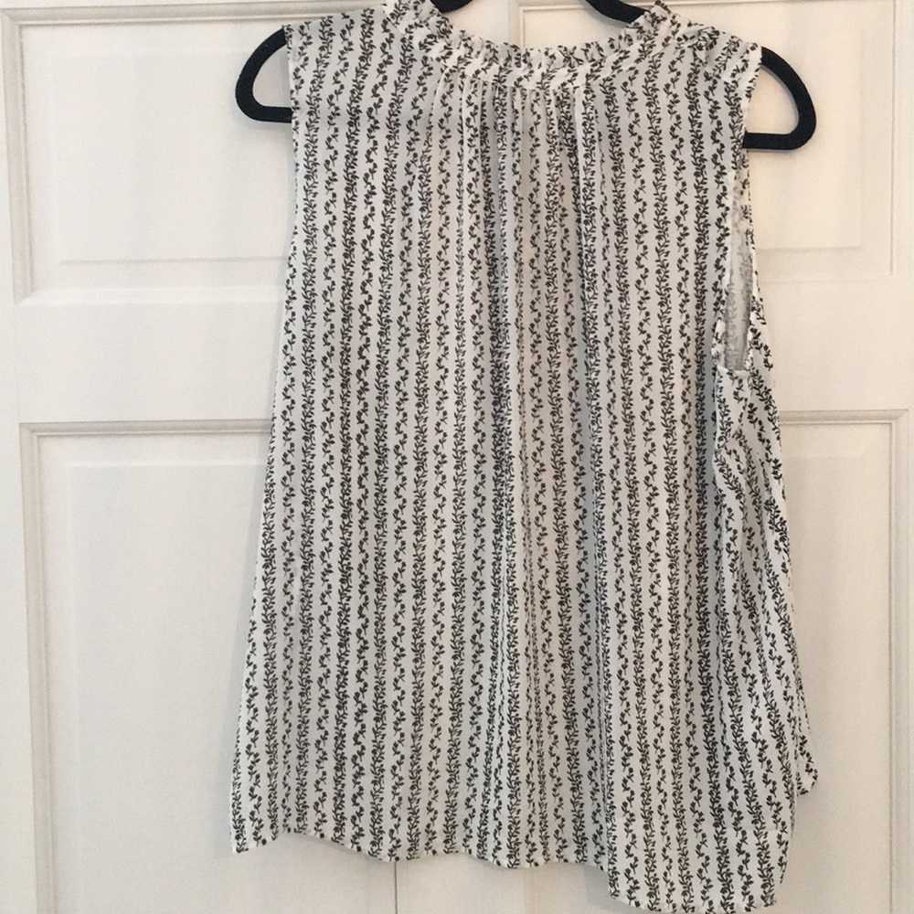 LOFT White and Black Floral Blouse